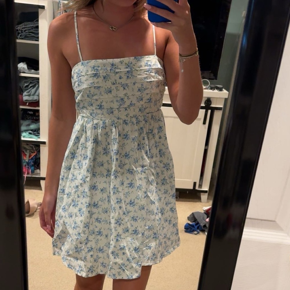 Floral Blue and White Dress